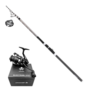 Zestaw Wędka Kraken Black Pearl TELE FLOAT 4,00m 6cz Do 20G + Kołowrotek Kraken Black Pearl 3000 